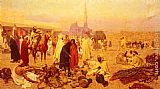 Giulio Rosati Canvas Paintings - An Arabian Market